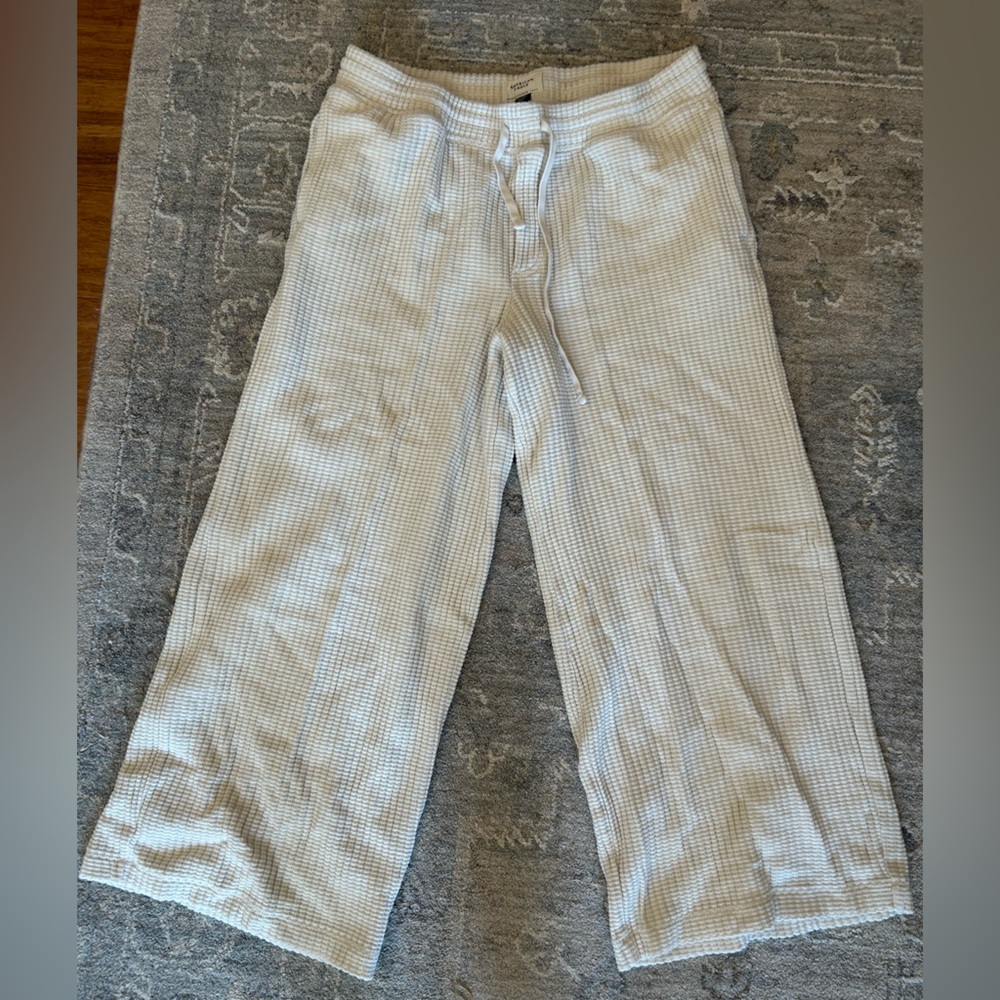 Aerie Wide-Leg Cream Lounge Pants